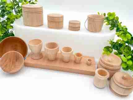 Wooden Bowls, Containers, and Flower Pot Nesting Set - Image 5