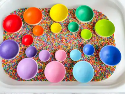 10 Rainbow Wooden Bowls - Image 3