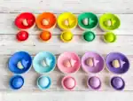 10 Rainbow Wooden Bowls - Image 4