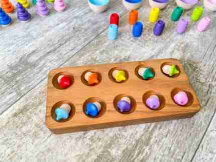 10 Rainbow Wooden Acorns - Image 4