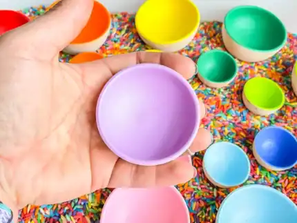 10 Rainbow Wooden Bowls - Image 6