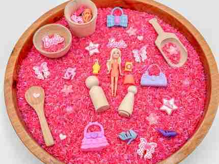 barbie sensory bin