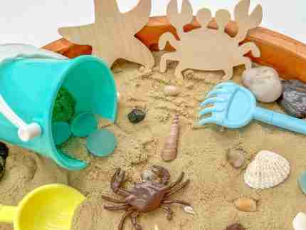 Beach Sensory Bin With Sand Playdough - Image 3