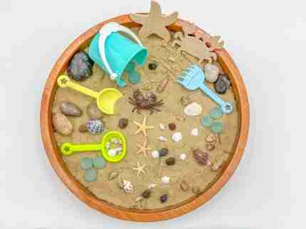 Beach Sensory Bin With Sand Playdough - Image 4