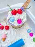 Ice Cream Sensory Bin (Cloud Dough) - Image 6