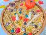 Leaves and Popcorn Fall Sensory Bin