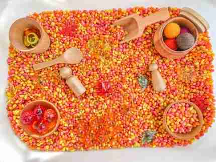 Fall Popcorn Sensory Bin