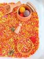 Fall Popcorn Sensory Bin