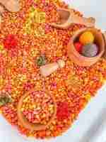 Fall Popcorn Sensory Bin