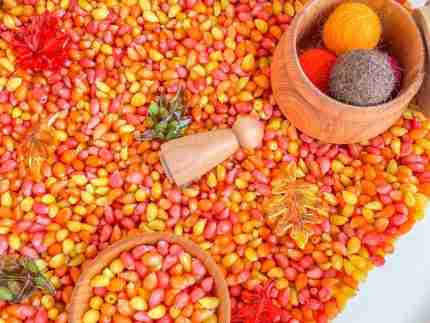 Fall Popcorn Sensory Bin