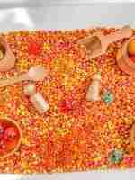 Fall Popcorn Sensory Bin