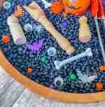 Black bean halloween sensory bin