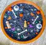 Black bean halloween sensory bin