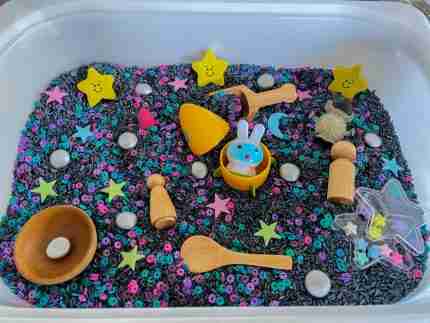 outer space sensory bin