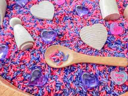 Pink N Purple Valentines Day Sensory Bin-7