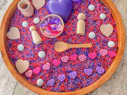 Pink N Purple Valentines Day Sensory Bin-7