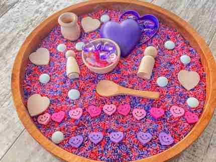 Pink N Purple Valentines Day Sensory Bin-7