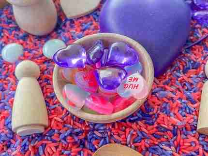 Pink N Purple Valentines Day Sensory Bin-7
