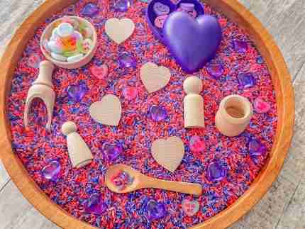 Pink N Purple Valentines Day Sensory Bin-7