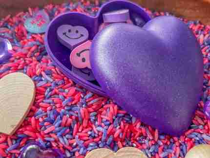 Pink N Purple Valentines Day Sensory Bin-7
