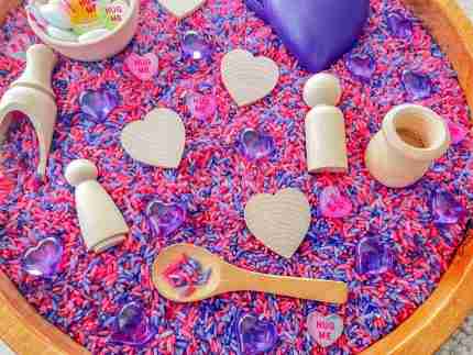 Pink N Purple Valentines Day Sensory Bin-7