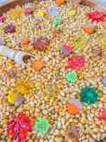 Small Fall Popcorn Sensory Bin
