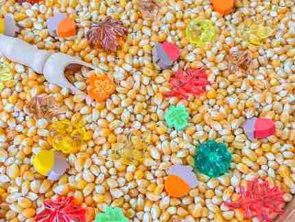 Small Fall Popcorn Sensory Bin