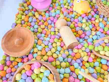 Pastel Chickpea Sensory Bin - Image 3