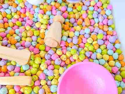 Pastel Chickpea Sensory Bin - Image 4