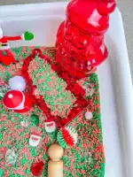 santa and reindeer christmas sensory bin