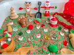 santa and reindeer christmas sensory bin