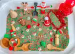 santa and reindeer christmas sensory bin