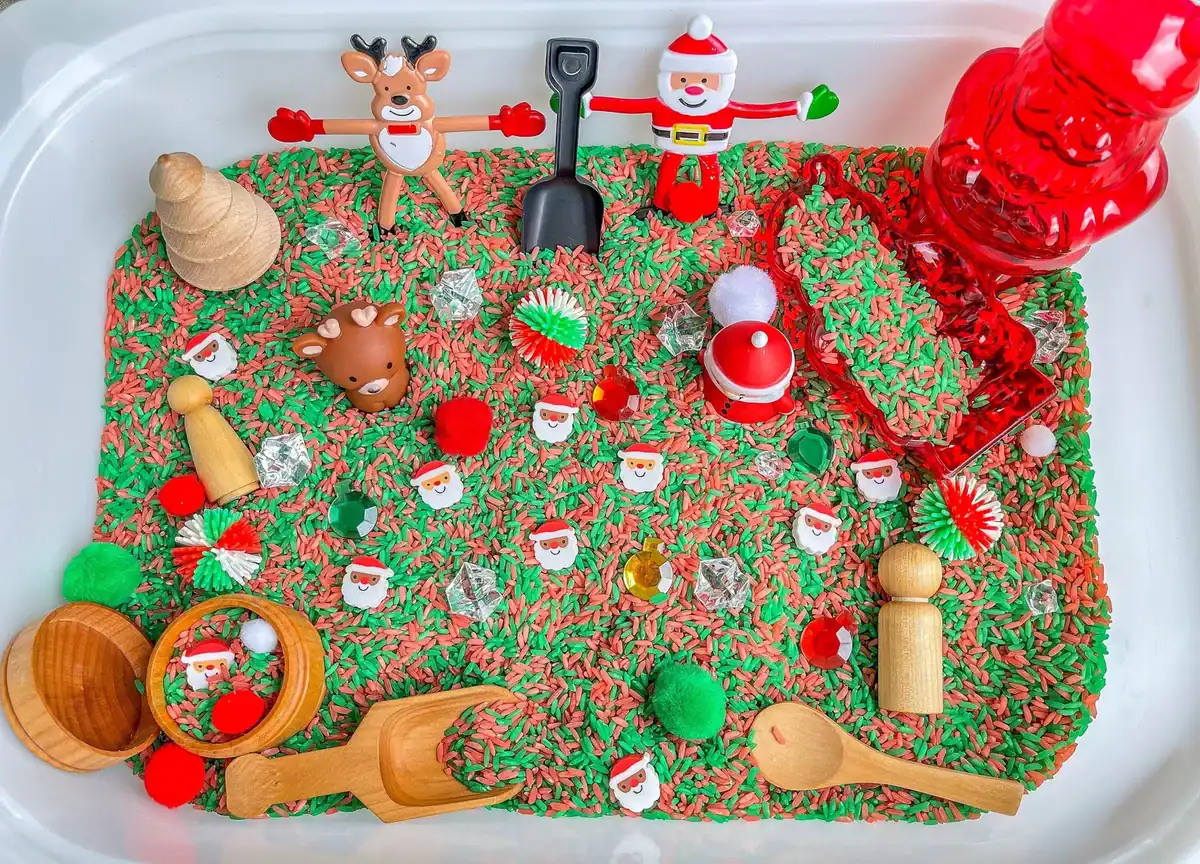 santa and reindeer christmas sensory bin santa and reindeer christmas sensory bin