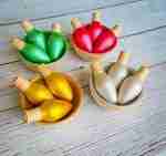 Wooden Sparkly Christmas Sorting Set Bowls and Bulbs 1