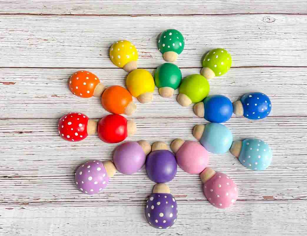Rainbow wooden ladybugs sensory bin accessories