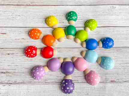 Rainbow wooden ladybugs sensory bin accessories