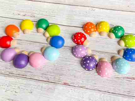 Rainbow wooden ladybugs sensory bin accessories