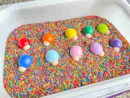 Rainbow wooden ladybugs sensory bin accessories