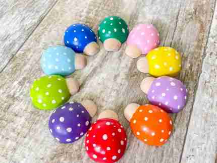 Rainbow wooden ladybugs sensory bin accessories