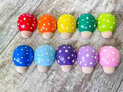 Rainbow wooden ladybugs sensory bin accessories