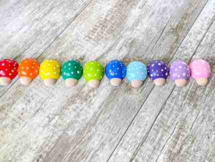Rainbow wooden ladybugs sensory bin accessories