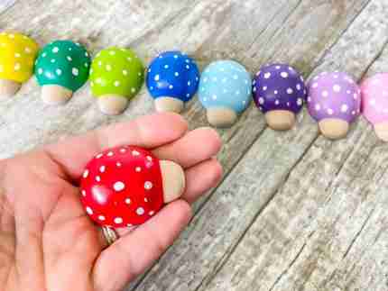 Rainbow wooden ladybugs sensory bin accessories