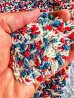 Patriotic Sensory Rice With Stars