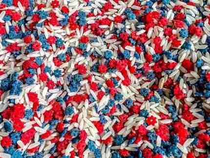 Patriotic Sensory Rice With Stars