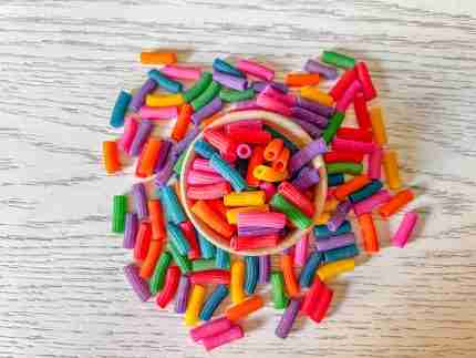 Rainbow Ziti Pasta Sensor Bin Filler