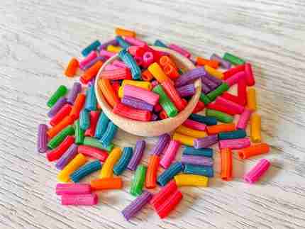 Rainbow Ziti Pasta Sensor Bin Filler