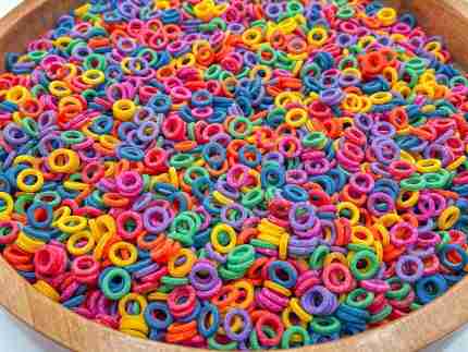 Rainbow O-Shaped Pasta Sensory bin Filler