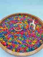 Rainbow O-Shaped Pasta Sensory bin Filler