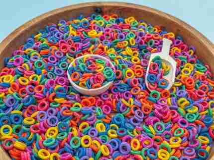 Rainbow O-Shaped Pasta Sensory bin Filler
