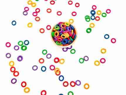 Rainbow O-Shaped Pasta Sensory bin Filler